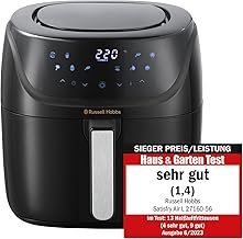 Russell Hobbs SatisFry 27160-56 Hot Air Fryer L 4L Rapid AirFryer [Very Small Casing/7 Cooking Functions/10 Programmes] Dishwasher Safe, Max 220°C, Fryer without Oil, Grilling, Baking, Roasting etc
