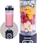 POYOCOM Mini-Mixer und Smoothie-Maker, 750 ml abnehmbarer Behälter, 700W tragbarer Mixer, für Smoothies, Ice Crush, auslaufsicherer Deckel und Trinkschnabel, wiederaufladbar über USB-C, Schwarz