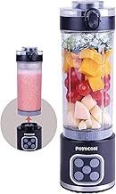 POYOCOM Mini-Mixer und Smoothie-Maker, 750 ml abnehmbarer Behälter, 700W tragbarer Mixer, für Smoothies, Ice Crush, auslaufsicherer Deckel und Trinkschnabel, wiederaufladbar über USB-C, Schwarz