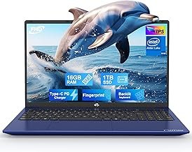 NIMO 15.6 Inch Laptop FHD Computer: 16GB RAM, 1TB SSD, Win 11 Home, Intel N100 up to 3.4GHz, Fingerprint Reader, 65W PD, Backlit Keyboard, Lightweight Notebook, Blue