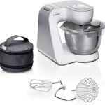 Bosch MUM58200 Series 4 Food Processor, Dough Hook, Mixing & Whisk, Stainless Steel Bowl, Dishwasher Safe, 3D Mixing System, White/Silver