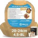 Baking Paper for Hot Air Fryer 4.5 L-8 L Pack of 110 Airfryer Baking Paper 20-24 cm for Philips Russell Tefal Cosori Midea XL XXL Hot Air Fryer (Hot Air Fryer)