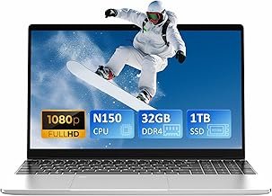 Laptop 15.6 inch, 32GB DDR4 1TB NVMe SSD, Quad-Core N150 (up to 3.60 GHz), with Fingerprint Unlock Notebook, Cooling Fan, Webcam, Dual Speakers, Mini HDMI, Student/Business Laptop
