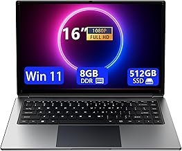 16 Inch Laptop, Portable Laptop with 8GB DDR and 512GB SSD, Expandable to 1TB.Pentium Quad-Core Processor up to 2.64GHz.9000mAh Battery.Mini HDMI Interface.Dual Band WiFi.Webcam.Slim