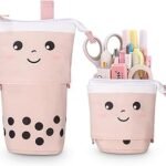 Pencil Case with Zip, Telescopic Pencil Case, pink, pencil case