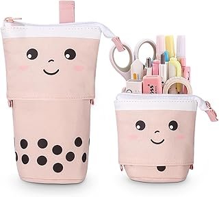 Pencil Case with Zip, Telescopic Pencil Case, pink, pencil case