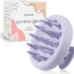 Scalp Massage Brush Shampoo Brush, Silicone Shampoo Hair Brush, Scalp Massager for Exfoliating and Stimulating Hair Growth, Dandruff Reduction, Head Massage (Purple Purple)