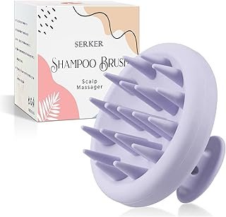 Scalp Massage Brush Shampoo Brush, Silicone Shampoo Hair Brush, Scalp Massager for Exfoliating and Stimulating Hair Growth, Dandruff Reduction, Head Massage (Purple Purple)