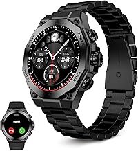 KSIX Titanium Smart Watch for Men, Sports Watch, Calls and Notifications, Steel and Silicone Strap, AMOLED Display, Health and Sports Monitor, Voice Assistant, Autonomy 7 Days, Black, black, Standard