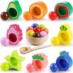 Montessori Toy from 2 Years, Baby Motor Skills Toy, Fruit Wooden Toy, Children's Educational Toy Gift for Baby Girls Boys 2 3 4 Years