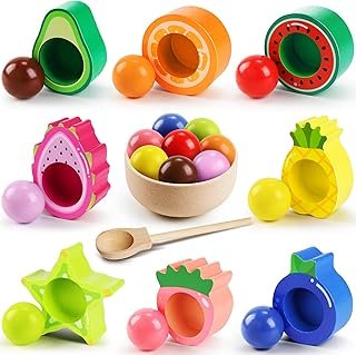 Montessori Toy from 2 Years, Baby Motor Skills Toy, Fruit Wooden Toy, Children's Educational Toy Gift for Baby Girls Boys 2 3 4 Years