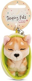 NICI Sleeping Pets Dog Key Ring Welsh Corgi 8 cm in Basket - Brown - Loyal Companion for Backpack or Bag, Key Holder for Small and Large | 61606
