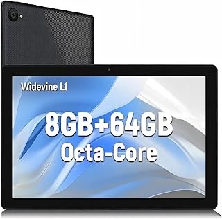 Tablet 10 Inch Android Octa-Core 8GB RAM 64GB ROM (1TB TF) 1280x800 IPS Touchscreen GMS Certified 5000mAh Tablet PC WiFi 6 Bluetooth 5.4 Widevine L1 Dual Camera