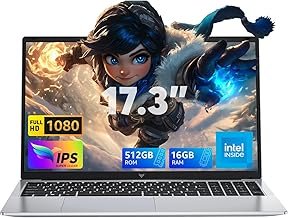 ACEMAGIC 17.3 Inch Laptop, 16GB DDR4 512GB SSD Notebook, N-97 Processor up to 3.6GHz Laptop Computer, WiFi, BT5.0, 3 x USB 3.2, 180° Opening and Closing