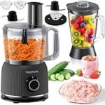 Food Processor 1500 W, Multifunctional Food Processor, 11 Functions Food Chopper Processor, 2.5 L Bowl & 1.5 L Container, Mini Chopper, Upgrade Cutting Disc, Citrus Juicer, Dough Hook