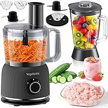 Food Processor 1500 W, Multifunctional Food Processor, 11 Functions Food Chopper Processor, 2.5 L Bowl & 1.5 L Container, Mini Chopper, Upgrade Cutting Disc, Citrus Juicer, Dough Hook
