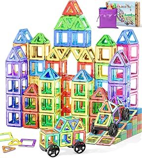 Magnetic Building Blocks, 48 Pieces, Magnetic Game STEM Magnetic Building Blocks, Montessori Toy from 3 Years, Magnets Children from 3 4 5 6 7 Years for Boys and Girls Halloween and Christmas