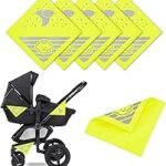 Pack of 6 Pushchair Reflectors, Universal Reflectors for Pushchairs with Fastening for Prams, Bicycles, Trailers, etc., with Cute Baby and Clouds, Moon and Star Motifs - Neon Yellow
