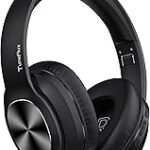TuneFlux Bluetooth Headphones Over Ear, 80 Hours Battery Life, Wireless Bluetooth Headphones with 3 EQ Modes, HiFi Stereo, Built-in Microphone, Foldable Wireless Headphones, Black