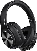 TuneFlux Bluetooth Headphones Over Ear, 80 Hours Battery Life, Wireless Bluetooth Headphones with 3 EQ Modes, HiFi Stereo, Built-in Microphone, Foldable Wireless Headphones, Black
