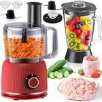 Food Processor and Mixer Combination, 2.5 L Chopper for Meat, Vegetables and Dough, 2 L Stand Mixer with 1500 W Glass Container, 2 Speed Levels and Pulse Function for Smoothies, Nutrient Extraction