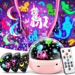 One Fire Unicorn Toy from 4 Years Girls, 3 Films + 93 Effects + Dimmable: Unicorn Gifts for Girls Gifts, Remote + 3 Timers + Rotation: Mermaid Toy from 3 Years