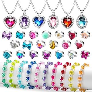 36 Pieces Children's Jewellery for Girls, Toys from 3 Years, Children's Jewellery Rings Bracelet Necklace, Jewellery Set for Children's Gifts, Pinata Party Favours, Birthday Girls 3 4 5 6 7 8