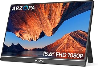 ARZOPA Portable Monitor, 15.6 Inch 1920 x 1080 FHD IPS Portable Monitor for Laptop with One Support Ultra Thin Second Screen for Laptop/PC/Mac/PS3/4/5/Xbox - USB C & HDMI Port - A1