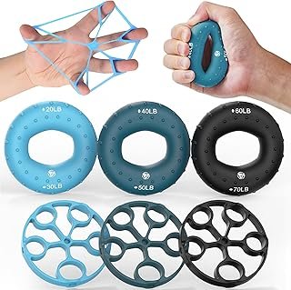 Grip Strength Trainer Set, 6 Pieces, Forearm Trainer, Hand Trainer, Finger Stretcher, Finger Grip Trainer, Grip Ring, Hand & Forearm Training
