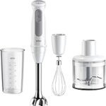 Braun MultiQuick 5 MQ 50236 M Hand Blender - Electric Hand Blender with 21 Speed Levels + Turbo, Stainless Steel Puree Base, Easy Click System, SplashControl, 3-Piece Accessory Set, 1000 Watt, White