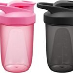 Protein Shaker, Pack of 2 400 ml Protein Shaker Bottle, Fitness Shaker with 2 Stainless Steel Mixballs, BPA-Free and Leak-Proof Protein Shaker with Measuring Scale for Protein Powder, Protein