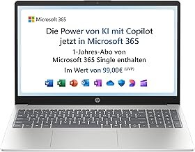 HP Laptop, 15.6 Inch FHD Display, Intel N100, 4 GB DDR4 RAM, 128 GB UFS, Intel UHD Graphics, Windows 11 Home in S Mode, QWERTZ Keyboard, Natural Silver
