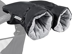 Orzbow Hand Warmer Pram Hand Warmer Waterproof Gloves Pram Muff with Coral Fleece Inside, Universal Extra Thick Hand Muff for Prams, Buggies and Pram Accessories, Black