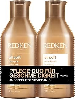 Redken | Care Set for Dry and Brittle Hair, Invigorates and Hydrates, with Omega-6 and Argan Oil, All Soft Shampoo 300 ml & Conditioner 300 ml