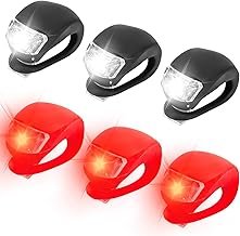 Pack of 6 Baby Pram Light Silicone, Pram Light, Children's Scooter Light with Battery and 3 Light Functions, Waterproof LED Warning Light, Scooter Light with Bright LED for Pushchair, Outdoor Runner