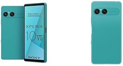 Sony Xperia 10 VII - 6.1 Inch 19.5:9 OLED with 120 Hz, 5,000 mAh Battery, 16 mm Ultra Wide Angle Lens, 3.5 mm Audio, Android 15, IP65/68, Turquoise + Cover
