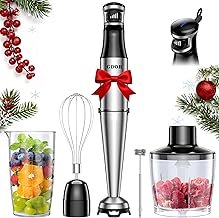 GDOR 1100 W Immersion Stick, 5-in-1 Hand Blender, Stainless Steel, Continuous Speed Adjustment, Hand Blender with 2 Whisks, 800 ml Measuring Cup, 600 ml Shredder